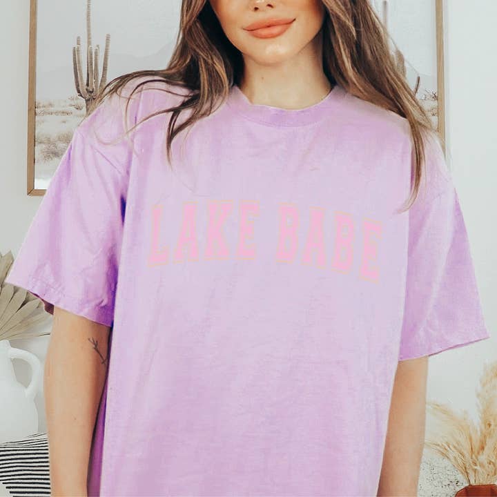 P E T I T R U E - Wholesale Screen Printed T-Shirt - Women's - Lake Graphic Tee Summer Clothing Lake Babe6
