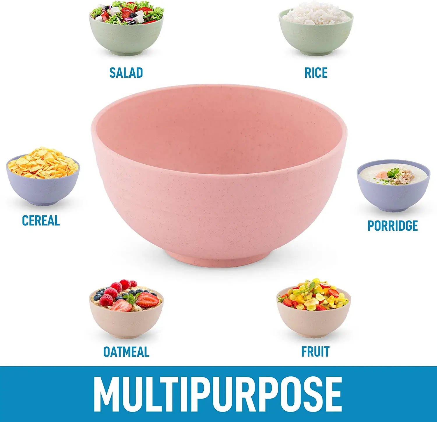 Zulay Kitchen – Tigela por atacado – Conjunto de 4 Tigelas de Palha de Trigo de 24oz – Seguras para Micro-ondas e Máquina de Lavar Louça6