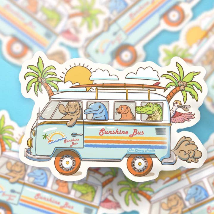 Adesivo Autobus del Sole Animali della Florida Decalcomania Nome Personalizzato per la vendita all'ingrosso da parte di Cappy Trails