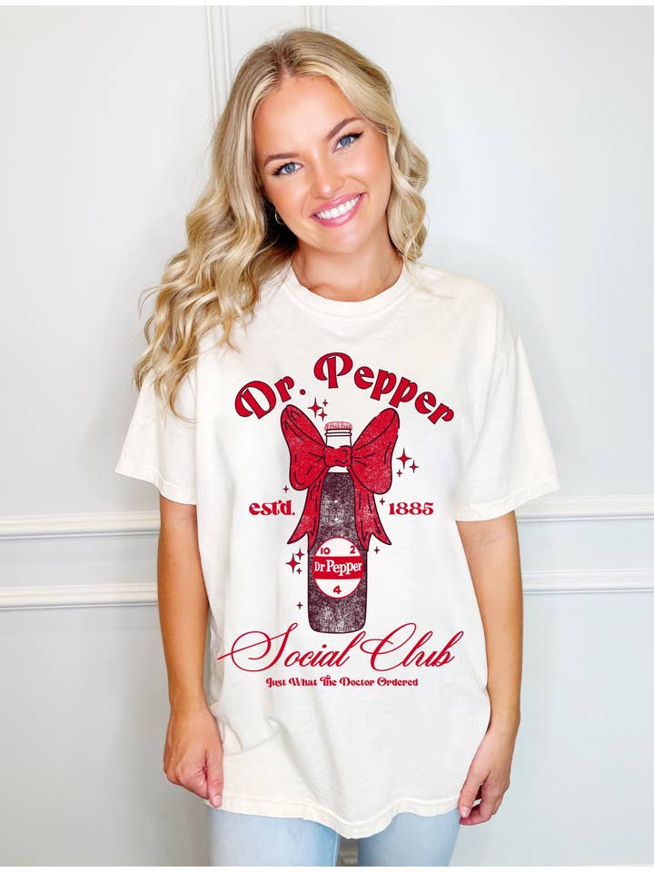 Poppy & Pine – wholesale Screen printed t-shirt – Women′s – Vintage Dr Pepper Social Club Tee