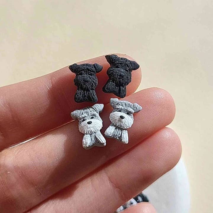Schnauzer Stud Earrings • Schnauzer Lover Gift for wholesale by NoomCottageClay