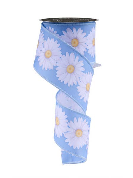 2.5"X10YD LUXURY DELUXE DAISIES - SMOKE BLUE/YELLOW/WHITE - LS102727 for wholesale by General Wholesale Inc