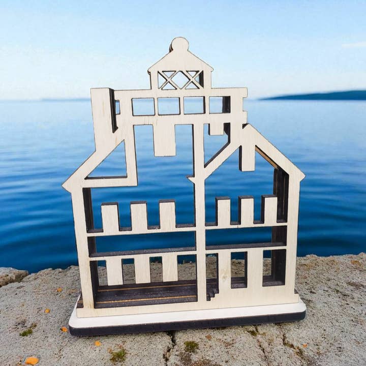 Lorain Light Lighthouse Sea Glass Shadowbox Display, Large for wholesale by Sea Glass Displays