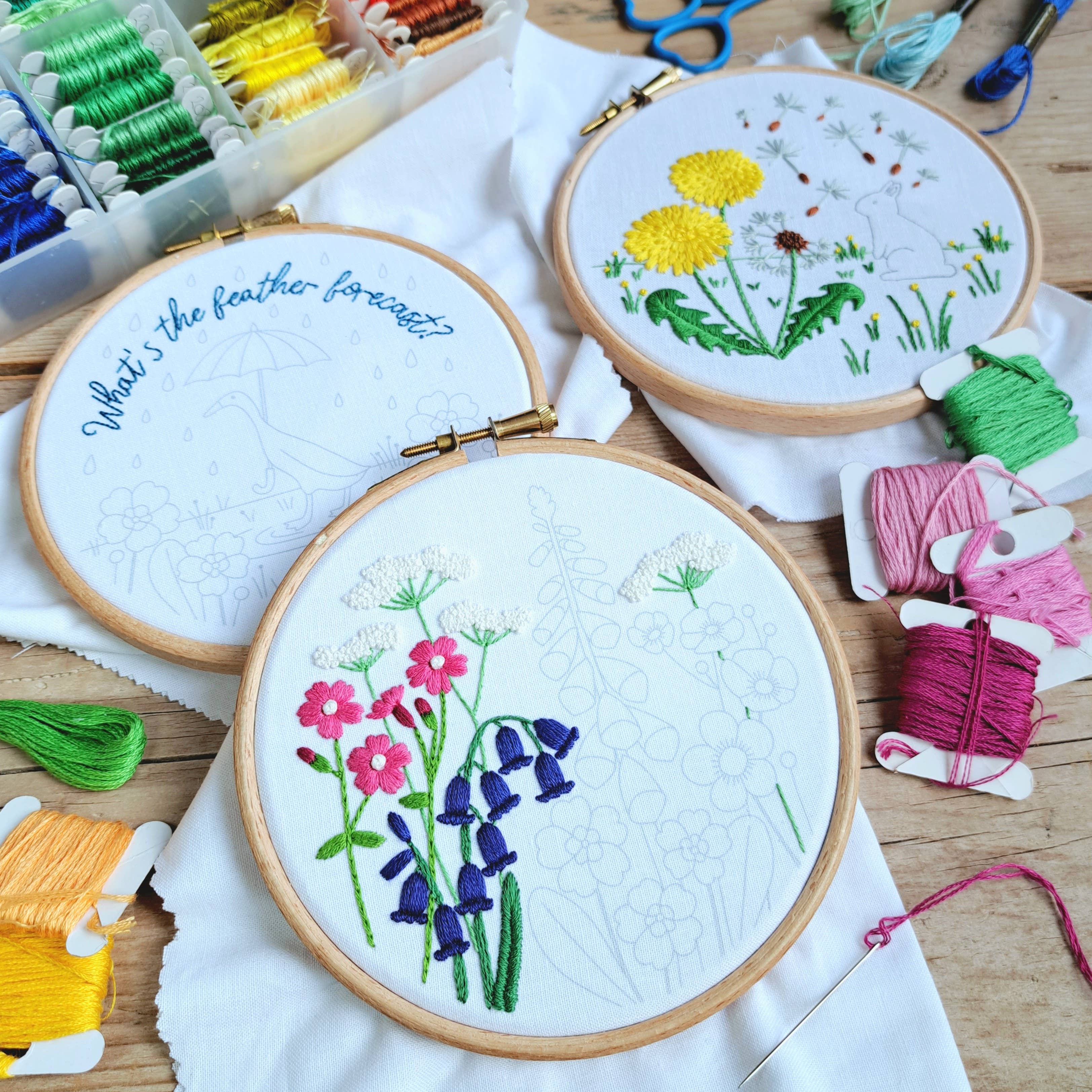 Bluebell Love – wholesale Embroidery/cross-stitch supplies – Wildflower Embroidery Panel Pack4