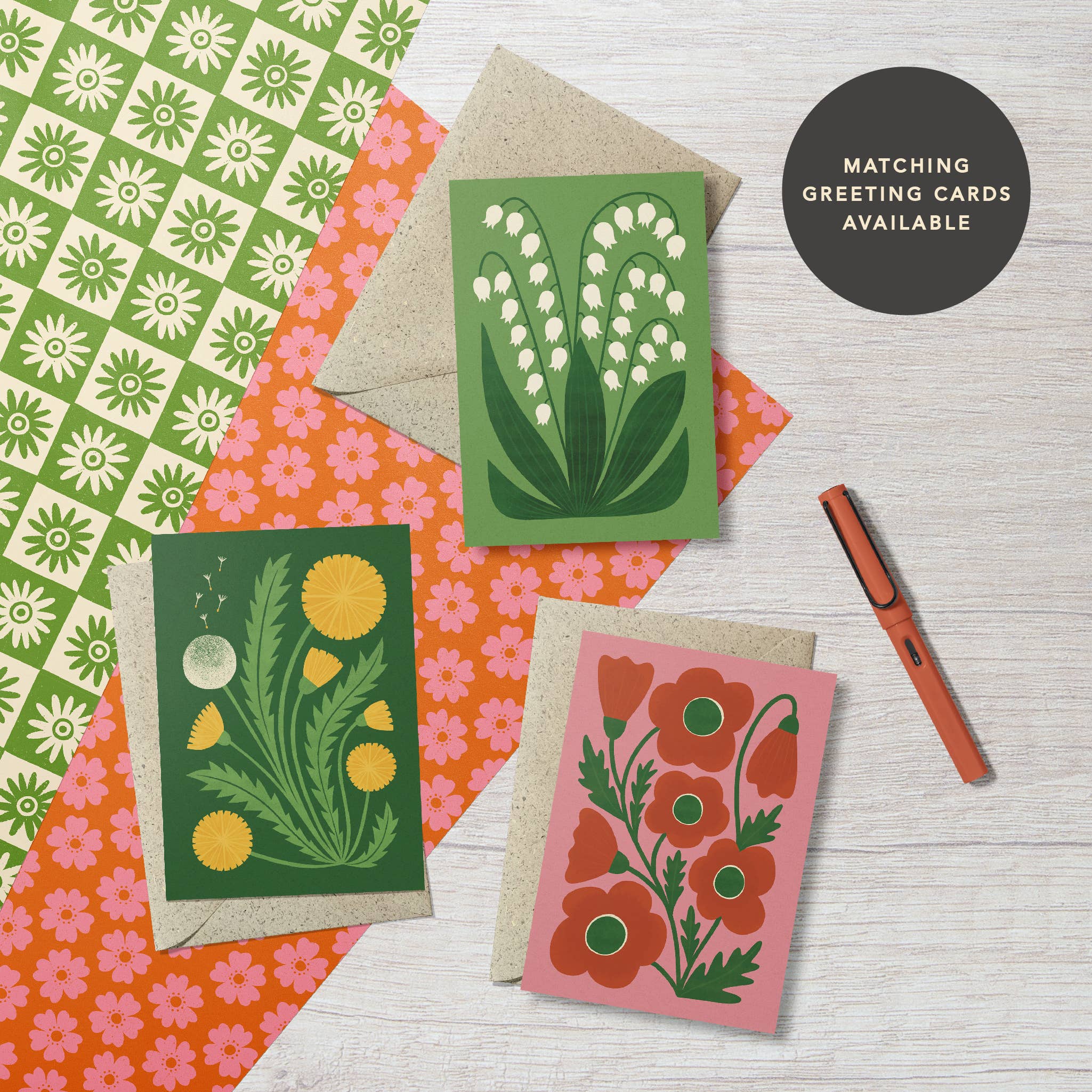 Bird & Co Studio - Wholesale Flat Wrap - Daisy Wildflower | Modern-Retro Recycled Gift Wrap Paper4