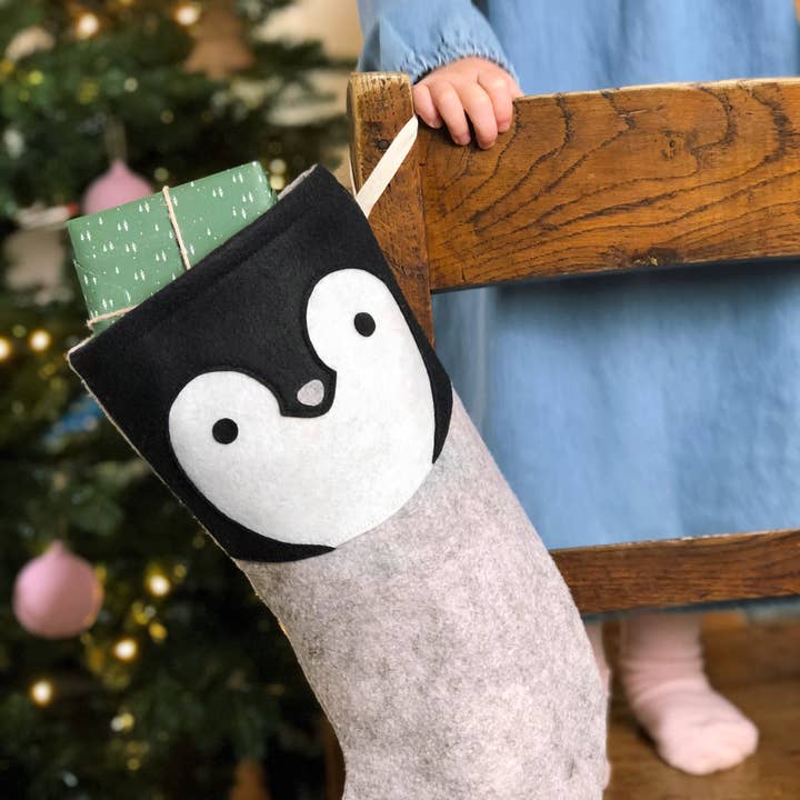 Clara and Macy - Wholesale Holiday Stocking - Kids & Baby - Handmade Felt Penguin Christmas Stocking