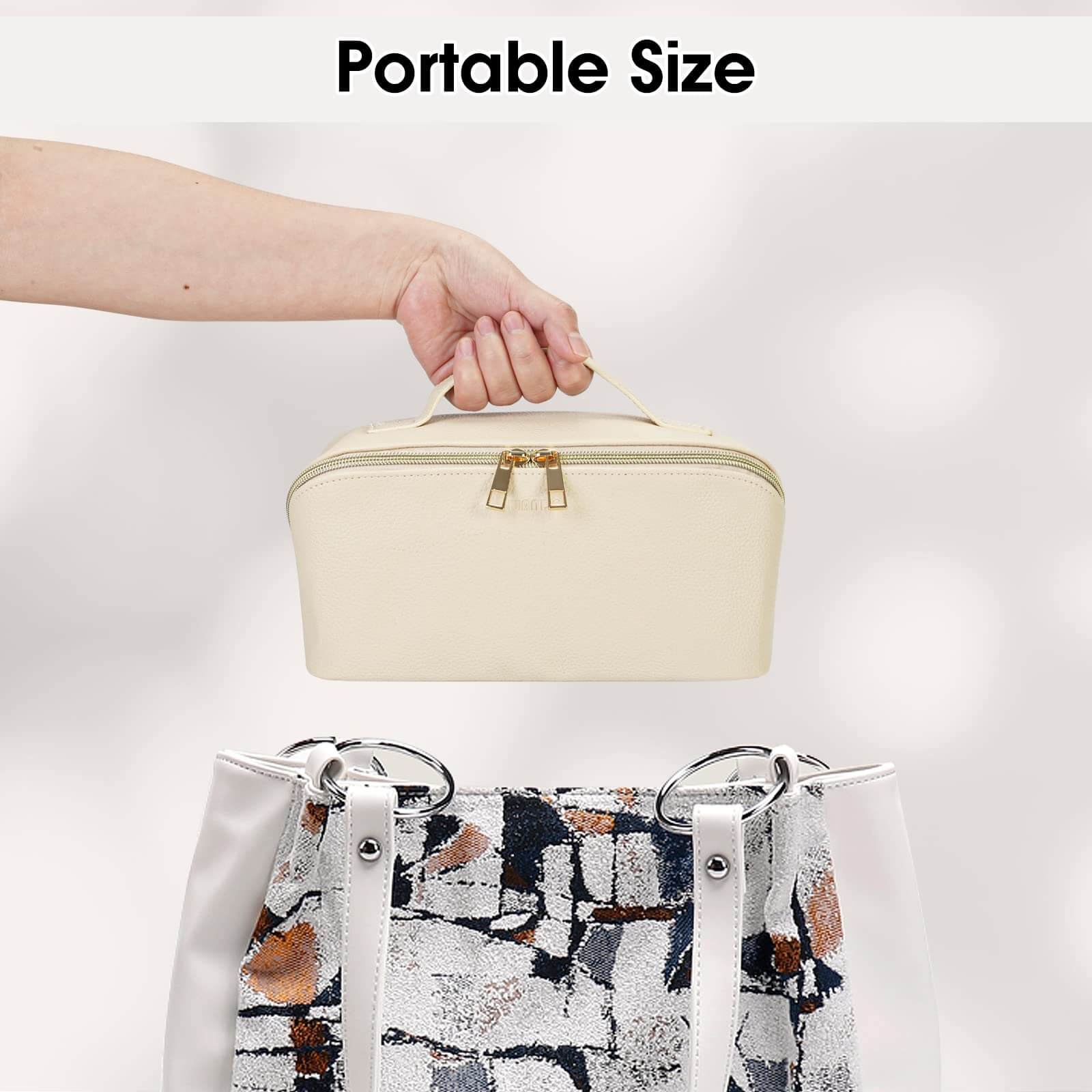 wandf - Venta al por mayor Bolsa para maquillaje - Bolsa de maquillaje de cuero vegano plana abierta, bolsa cosmética con cremallera25