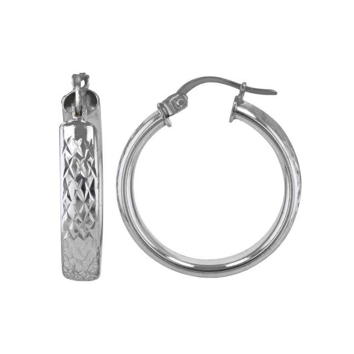 Luxe on Main LLC - Wholesale Hoop Earrings - Sterling Silver 5X25mm Dia Cut Tube Round Hoop Earrings8