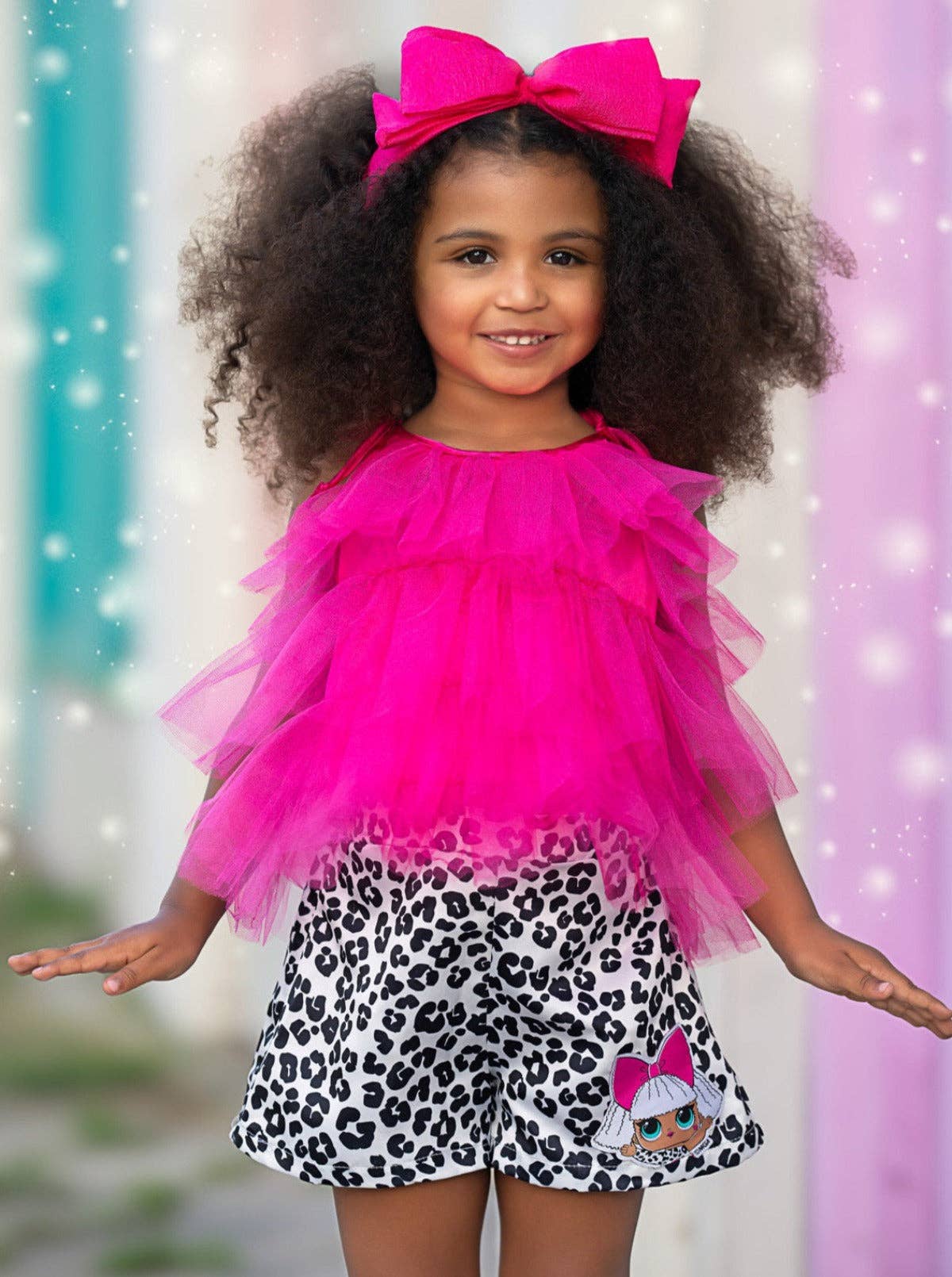 Fuchsia C'EST UNE SURPRISE ! Ensemble de shorts Diva pour filles x Mia Belle en vente sur Faire0