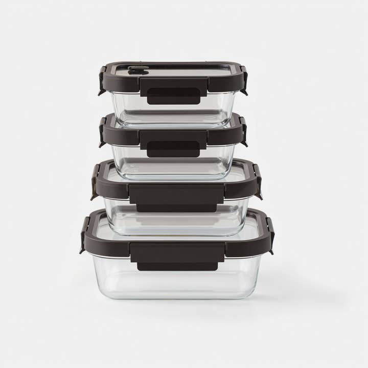 Ensemble de récipients en verre rectangulaires pour la vente par Genicook Product LLC