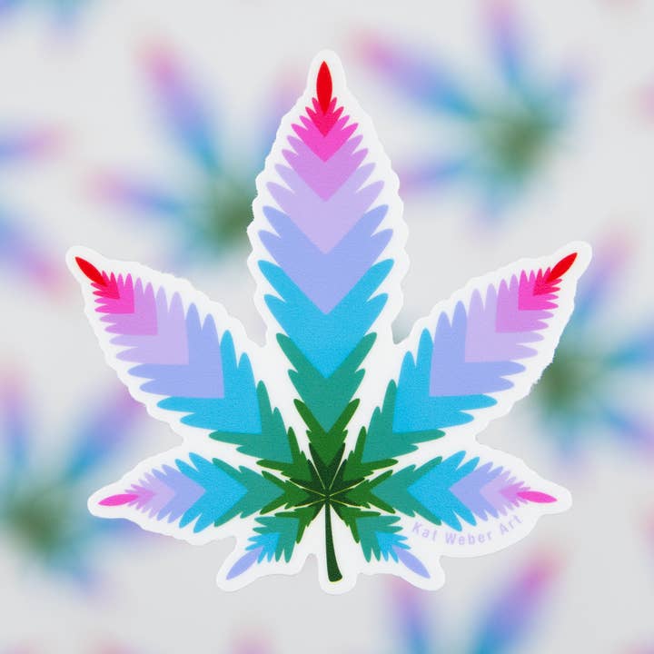 Cannabis Leaf Sticker for wholesale by Kat Weber Art