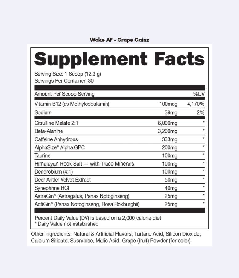 Bucked Up - Wholesale Oral Supplement/Vitamin - Woke AF Pre-Workout [30 Serv]22