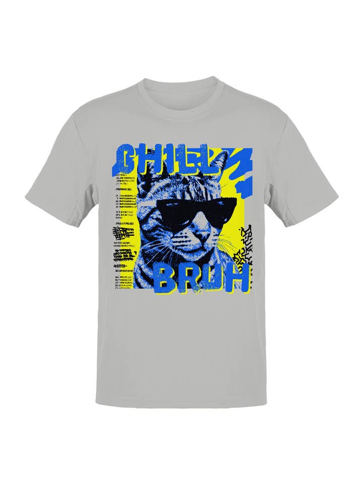 Cool Cat Chill Bruh Design Men's T-shirt for wholesale by TShirtGuys.com