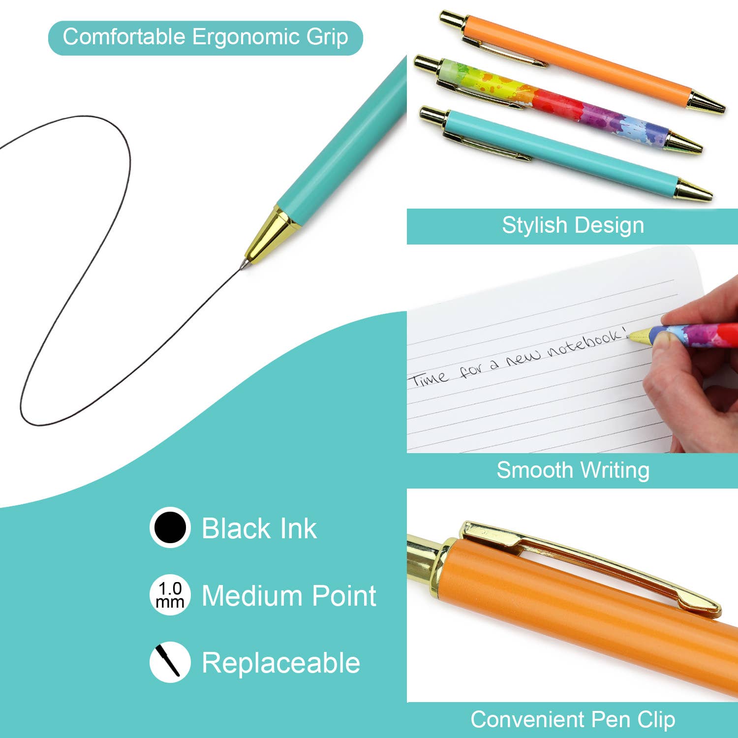 Powell Creative Products Ltd – wholesale Pen – Set of 3 Ballpoint Pens for Student Teenager School Office3