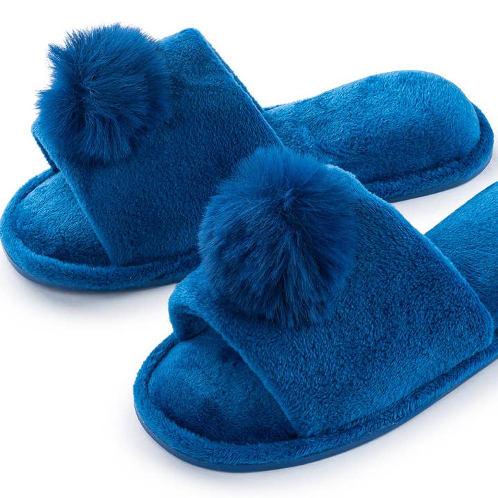 Pantofola da bambina Lovely Velvet Pom-pom Open Toe per la vendita all'ingrosso da parte di Roxoni