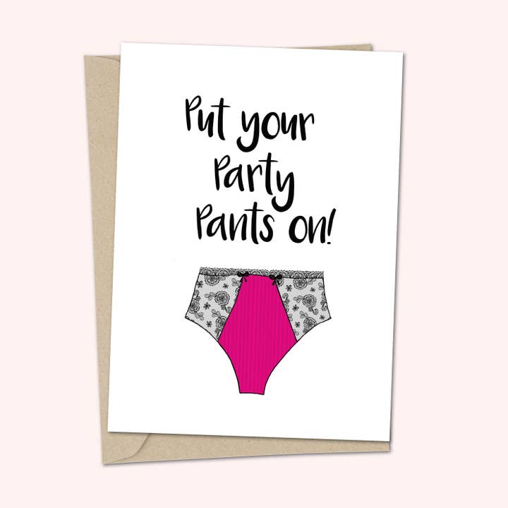 Greetings Card - Put your party pants on for wholesale by Duckduckle Design