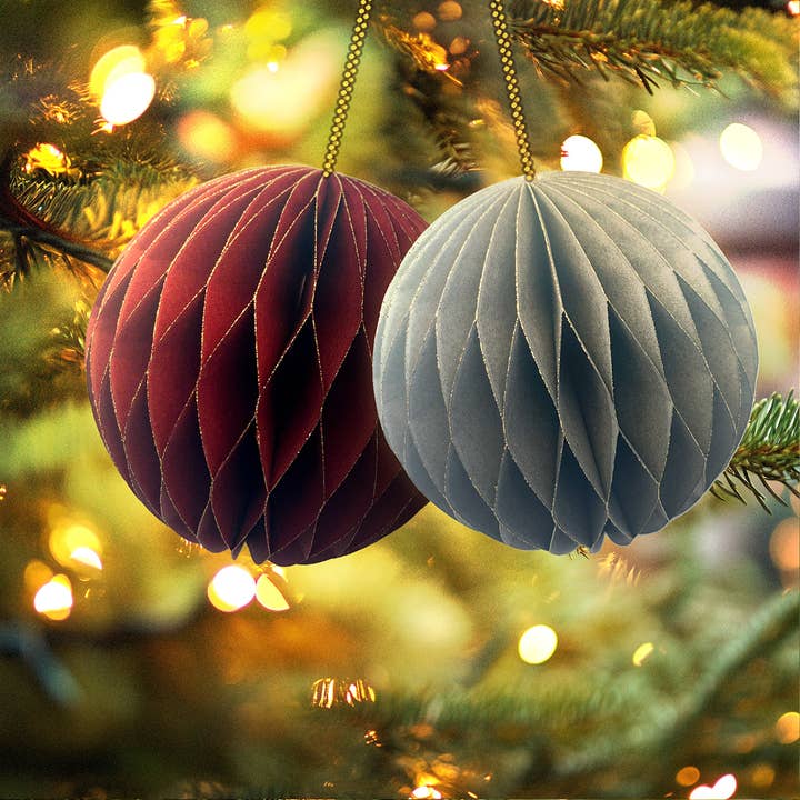 LRG Round Handcrafted Honeycomb Christmas Ornament for wholesale by GUUD Brand Products