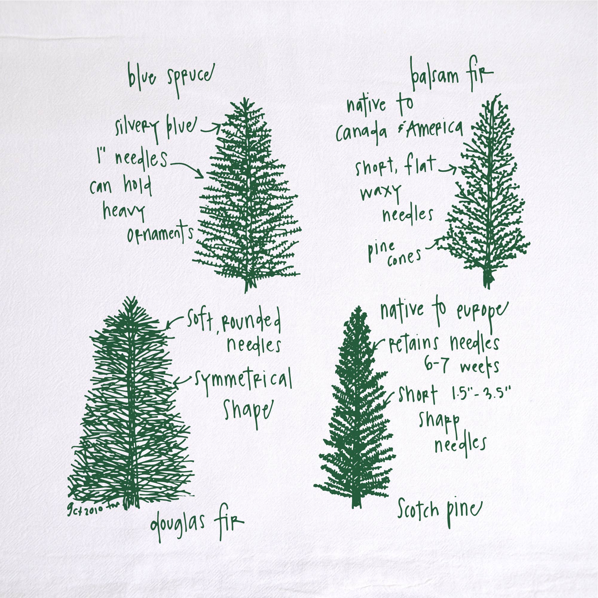Girls Can Tell - Wholesale Tea Towel - Conifers Tea Towel | kitchen | flour sack | dish towel1