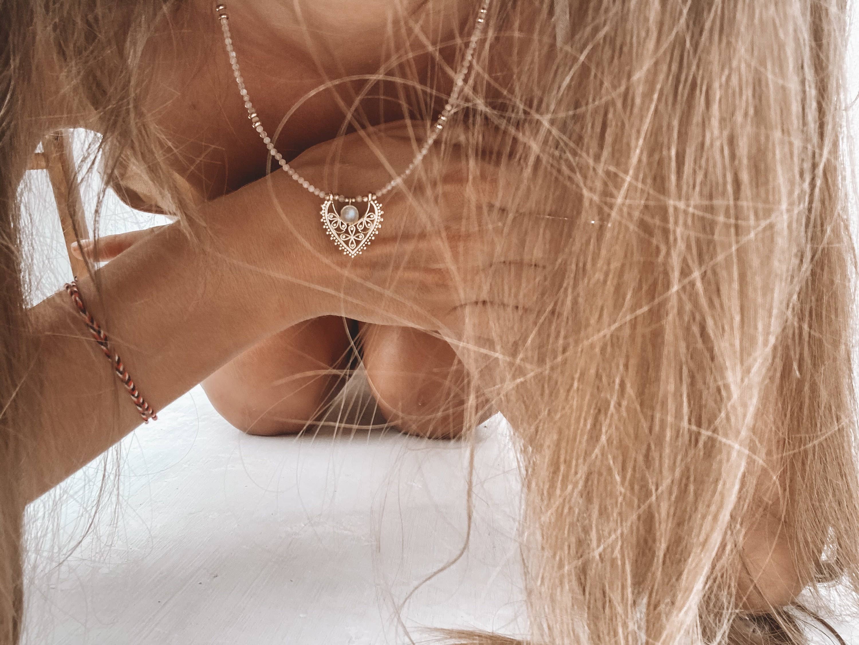 Bonisita - Wholesale Pendant/Charm Necklace - Rainbow and Pink Moonstone or Larimar Beads Necklace4