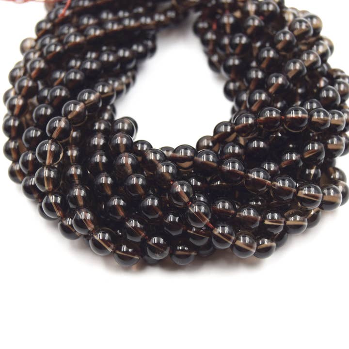 Only Beads - Wholesale Beads - Smoky Quartz Beads | Round Smooth Natural Smoky Quartz Gemstone Beads | 4mm 6mm 8mm 10mm