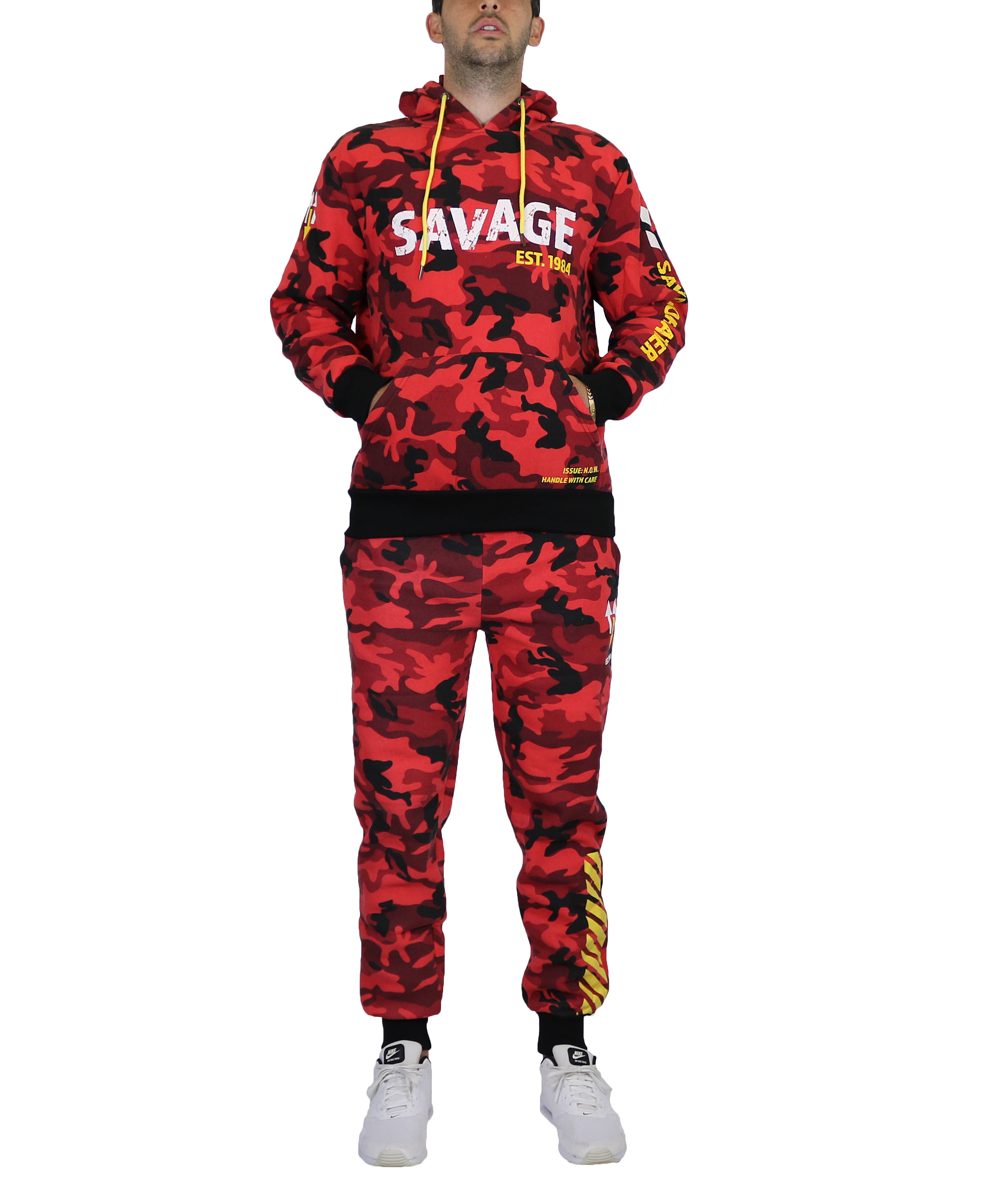 Galaxy By Harvic - Wholesale Lounge Set - Men's - Men's Fleece Hoodie & Jogger Set - SAVAGE CAMO3