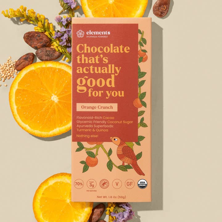 Orange Crunch 70 % mørk chokolade | Mælkefri | Snack for engroshandel hos Elements Truffles