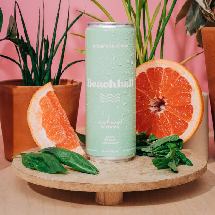 Sail Away Coffee Co. - Wholesale Iced Tea - BEACHBALL Organic Iced Tea Can - Grapefruit Basil Mint