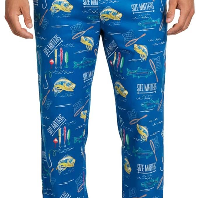 Funky Junque – calças de pijama - Homem por atacado – Calças de Pijama Masculinas - Size Matters (Pesca) - Azul0