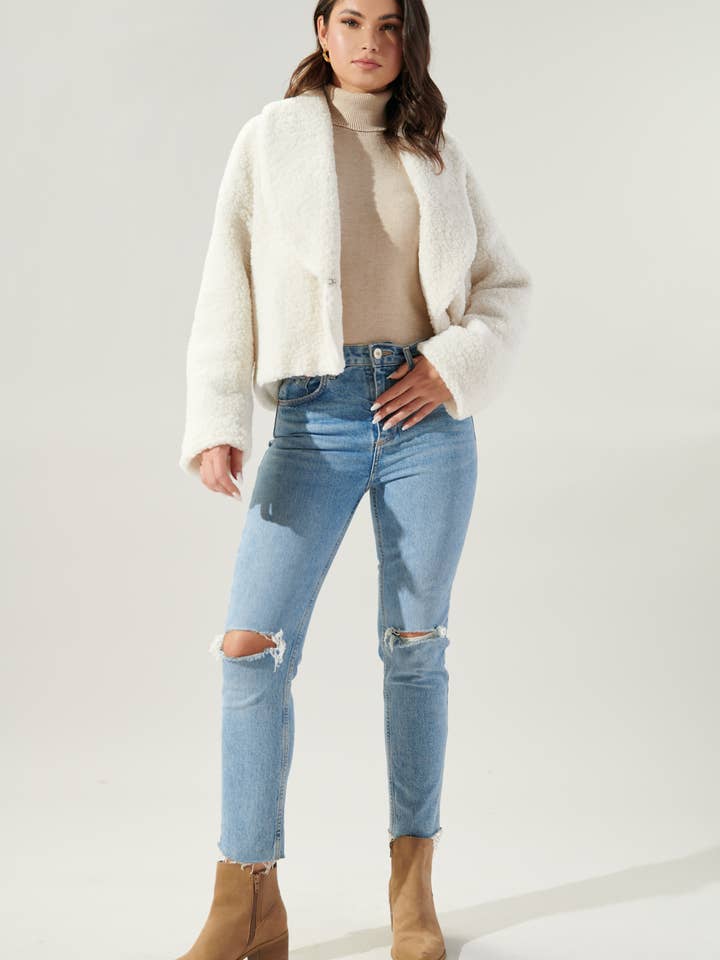 Sugarlips - Wholesale Jacket - Women's - Edwina Faux Sherpa Shawl Collar Jacket6
