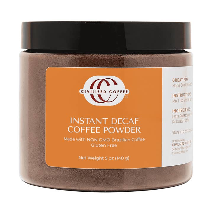 Café décaféiné brésilien instantané (5 oz) pour la vente par Civilized Coffee