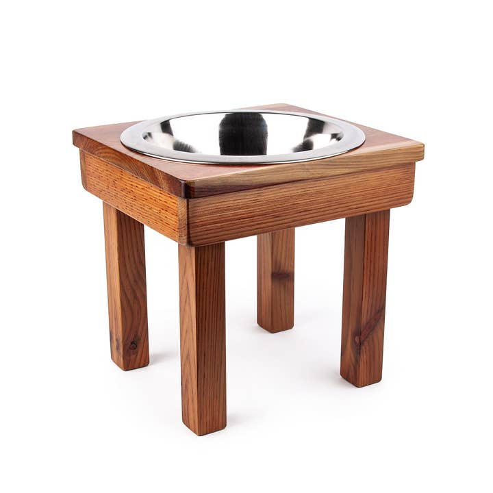 Ozarks Fehr Trade Originals - Wholesale Pet Bowl - Cat/Dog - 12" Tall, Medium Single Bowl Raised Feeder for Dogs