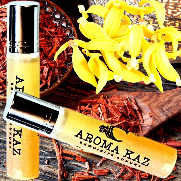 Parfum à bille Ylang Ylang & Bois de Santal Huile parfumée pour la vente par Aroma Kaz