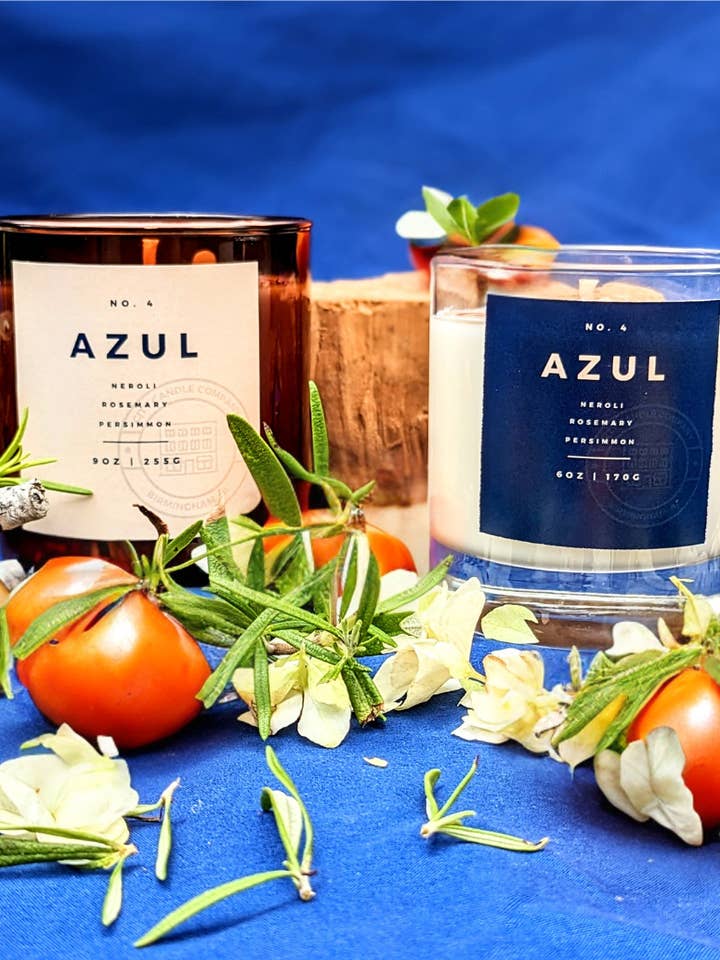 AZUL Neroli Rosemary Persimmon Scent Jar Candle for wholesale by City Candle Company