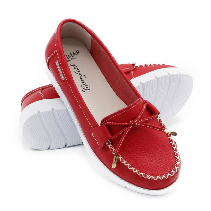 Zerimar Women's Leather Loafers - Comfort Dress Shoes,Red for wholesale by Zerimar 1942