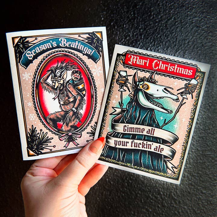 Chaos Magic Studio - Wholesale Christmas Card - Christmas Cryptids A2 Folded Greeting Card