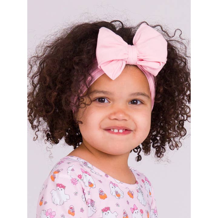 Girls Light Pink Big Bow Headband for wholesale on Faire