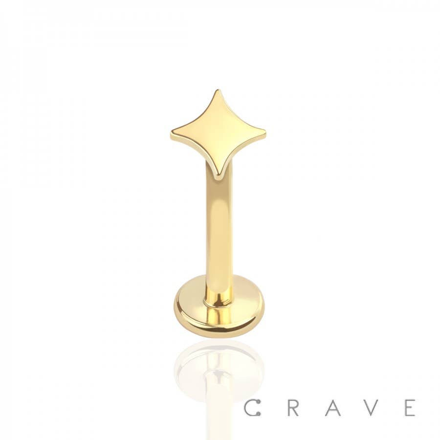 CRAVE - Wholesale Stud/Post Earrings - INTERNALLY THREADED KITE SHAPE TOP 316L SS LABRET STUD0