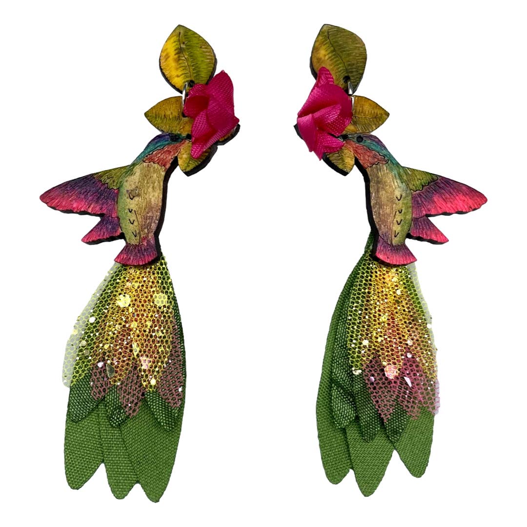 Tulia's Artisan Gallery - Wholesale Dangle Earrings - Hummingbird Earrings - Anna's LG7