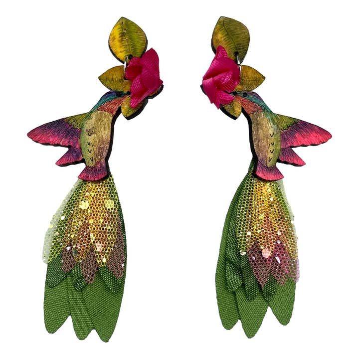 Tulia's Artisan Gallery - Wholesale Dangle Earrings - Hummingbird Earrings - Anna's LG7