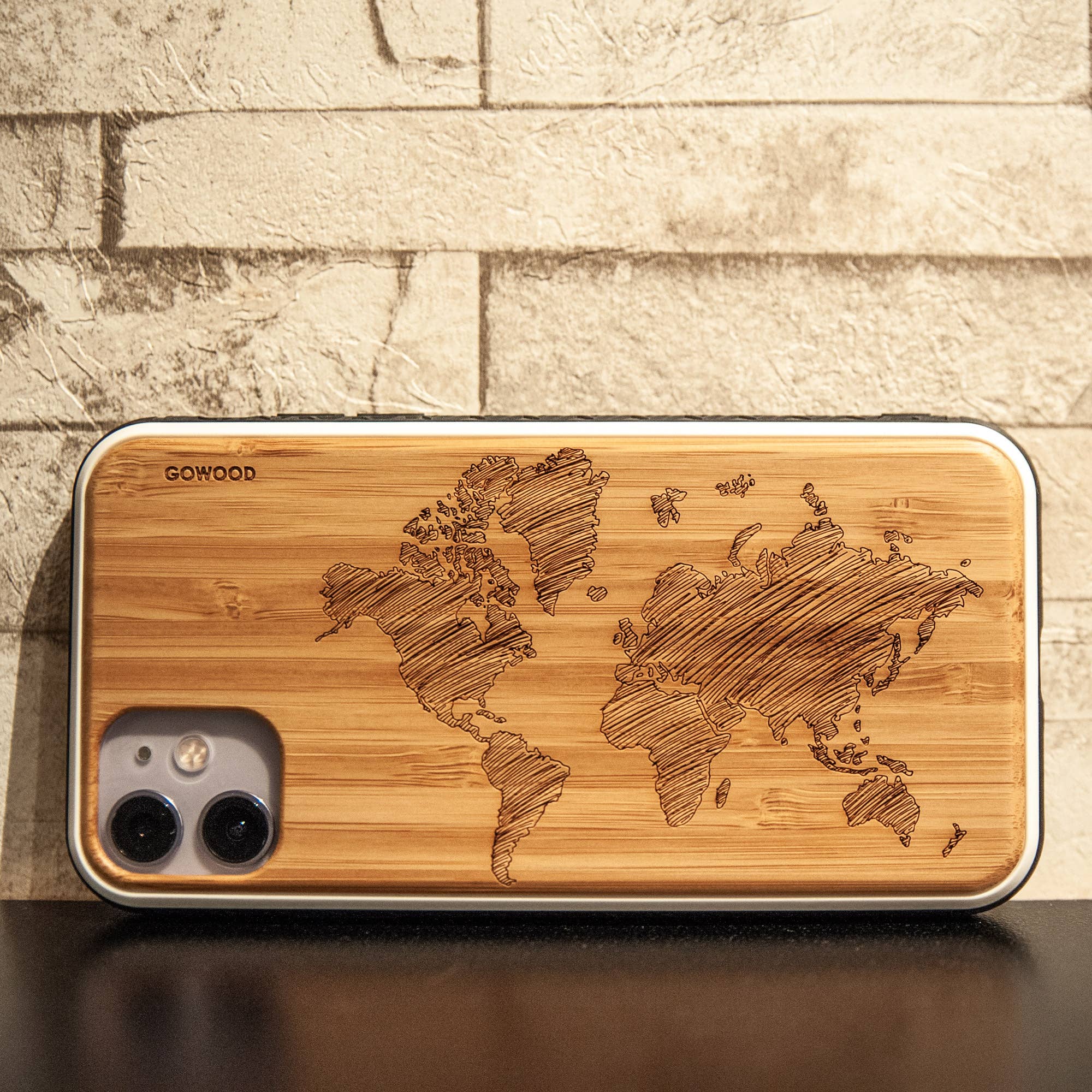 GOWOOD - Wholesale Phone Case - Unisex - iPhone 11 Pro Case with Map Engraved Bamboo Backside4