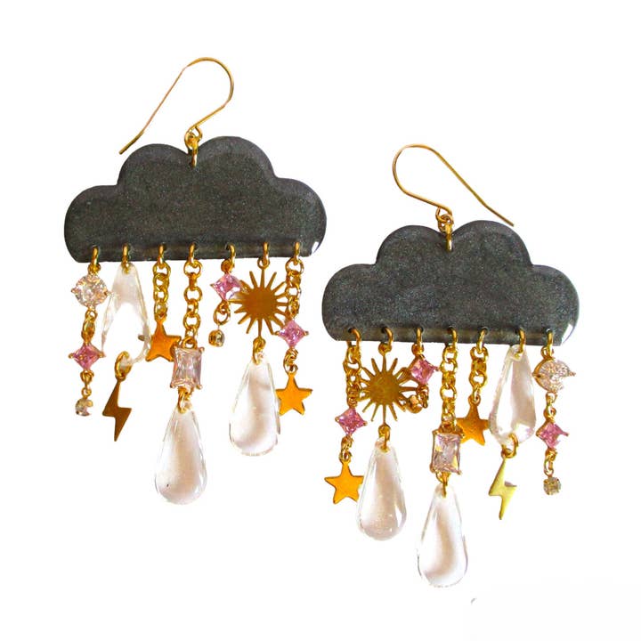 Stormachtige Regentrop Harswolk Handgemaakte Statement Oorbellen voor wholesale door Wuve