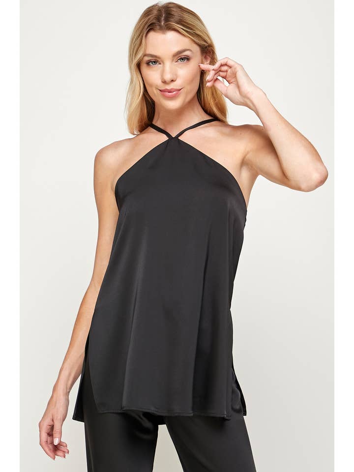 HALTER TUNIC WITH SLITS for wholesale by Sans Souci