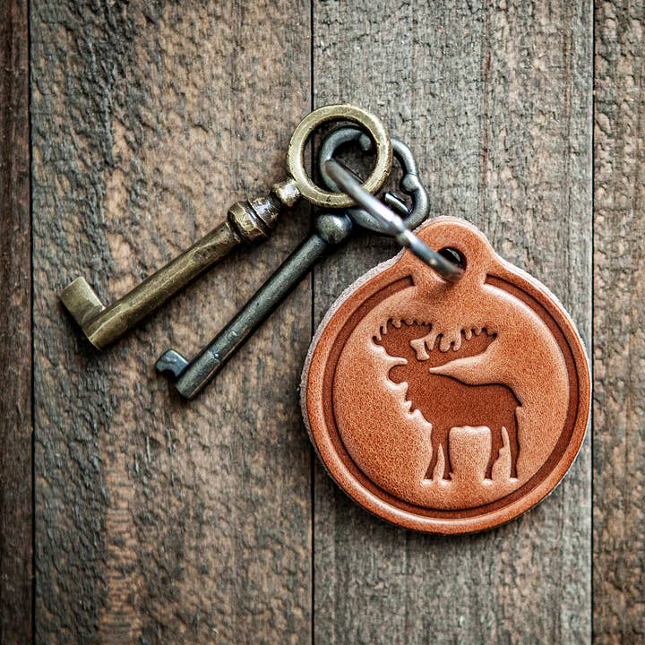 Llavero de Cuero de Alce Estilo Circular para venta al por mayor de Sugarhouse Leather