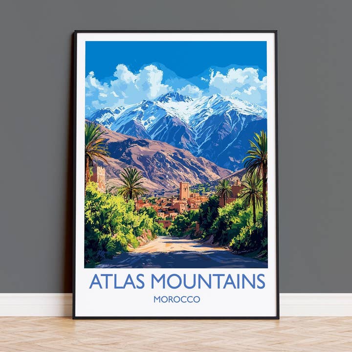 Atlas Mountains Travel Print Wall Art, Poster of Atlas Mountains Art Lovers Gift, Morocco Desert Wall Art for wholesale by NQ Media Designs