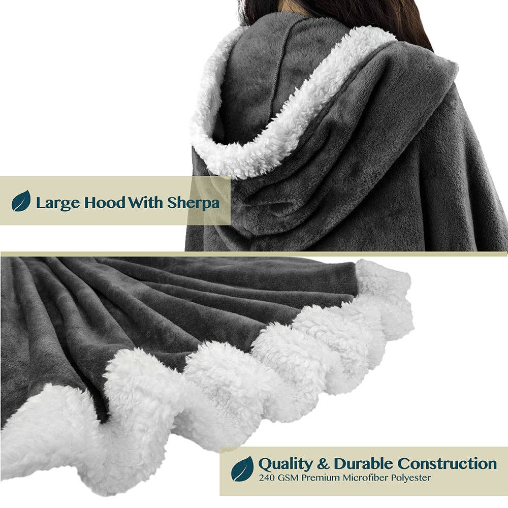 Pavilia – wholesale Poncho – Women's – Angel Wrap Hoodie Sherpa Poncho Blanket117
