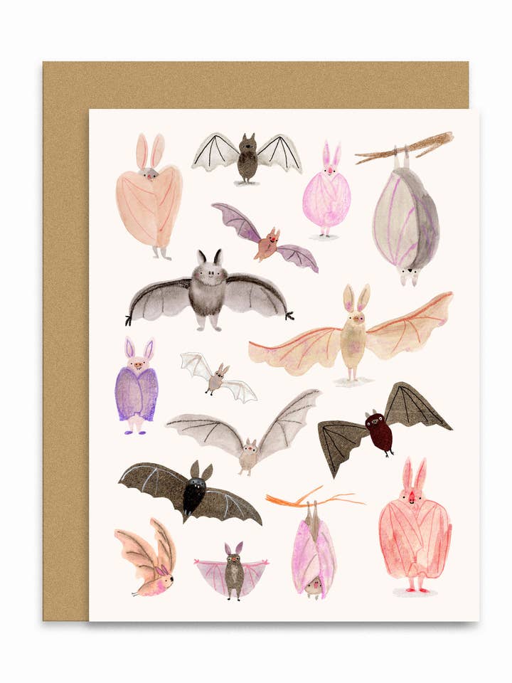 Bats Card for wholesale by Lindsay Blevins Illustration