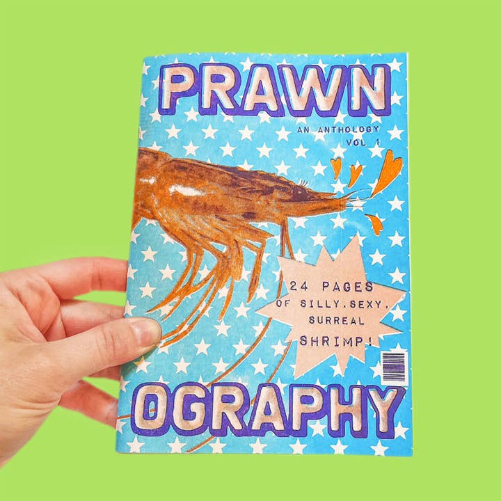 PRAWNOGRAPHY Risograph Zine for wholesale by Tamiko Sidore Studio