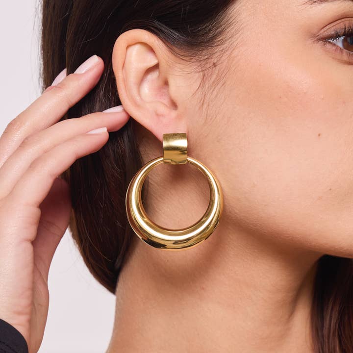 Gold Stainless steel earrings 124AQ360 for wholesale on Faire2