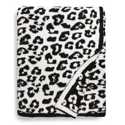 Thomas and Lee Company - Vendita all'ingrosso Plaid - Coperta da tiro leopardata Luxe - Leopardo bianco e nero