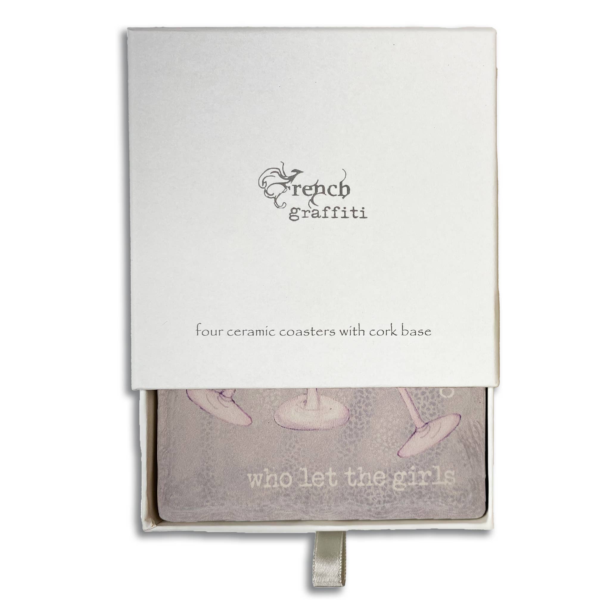 French Graffiti - Wholesale Coasters - Who Let the Girls Out Absorbent Coaster Set1